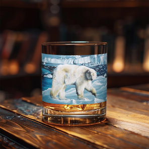 Majestic Arctic Polar Bear Blue Glaciers Icebergs Whiskey Glass
