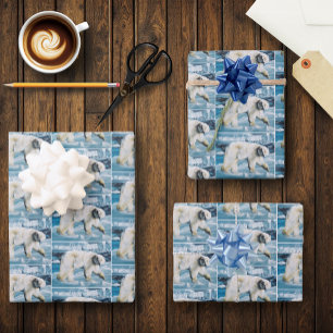 Majestic Arctic Polar Bear Blue Glaciers Icebergs Wrapping Paper Sheets