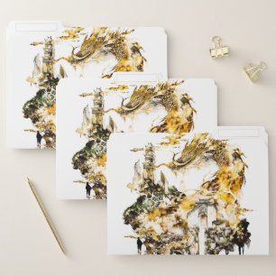 Majestic Asian Mythology Dragon Temple Fantasy  File Folder