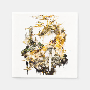 Majestic Asian Mythology Dragon Temple Fantasy Napkins