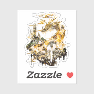 Majestic Asian Mythology Dragon Temple Fantasy Sticker