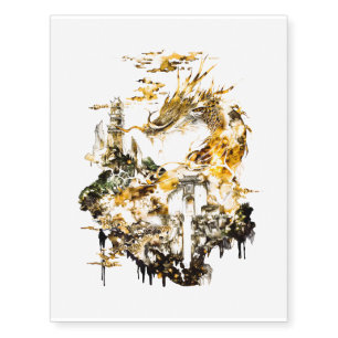 Majestic Asian Mythology Dragon Temple Fantasy Temporary Tattoos
