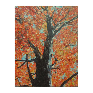 Majestic Autumn Tree Mosaic Design Wood Wall Art