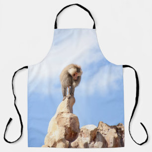 Majestic Baboon on Mountain Peak Apron