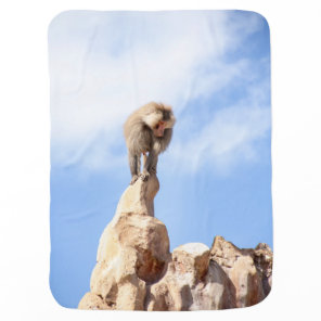 Majestic Baboon on Mountain Peak Baby Blanket