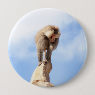 Majestic Baboon on Mountain Peak Button