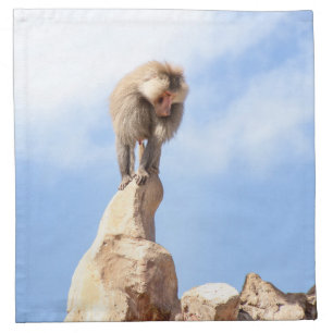 Majestic Baboon on Mountain Peak Cloth Napkin