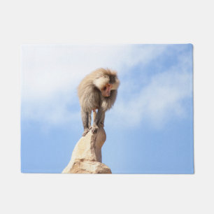 Majestic Baboon on Mountain Peak Doormat
