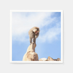 Majestic Baboon on Mountain Peak Napkins
