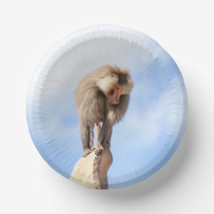 Majestic Baboon on Mountain Peak Paper Bowls