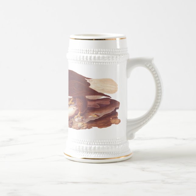Majestic Bald Eagle by Audubon with Fresh Fish Beer Stein (Right)