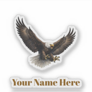 Majestic Bald Eagle Custom Name Personalized Vinyl Sticker