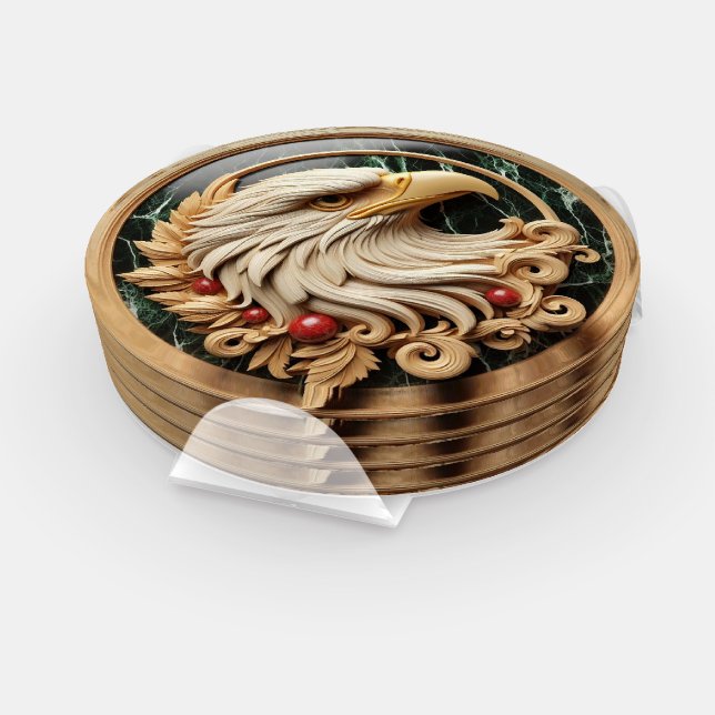 Majestic Bald Eagle Encased Coaster Set (Set)