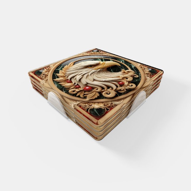 Majestic Bald Eagle Encased Coaster Set (Set)