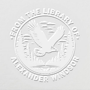 Majestic Bald Eagle Flying #5 Library Book Name Embosser