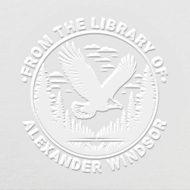 Majestic Bald Eagle Flying #5 Library Book Name Embosser (Design)