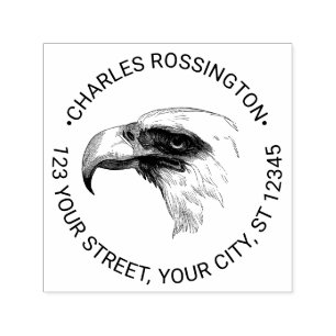 Majestic Bald Eagle Head Name Return Address Self-inking Stamp