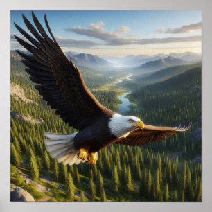Majestic Bald Eagle in Untamed Wilderness Poster