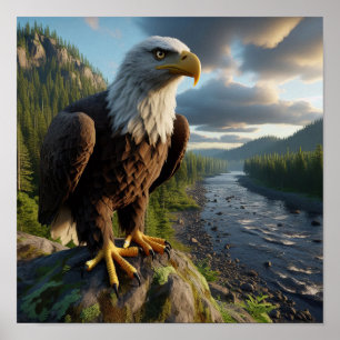 Majestic Bald Eagle in Untamed Wilderness Poster