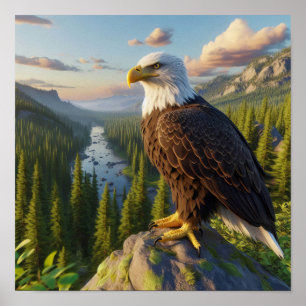 Majestic Bald Eagle in Untamed Wilderness Poster