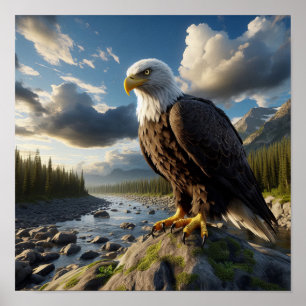 Majestic Bald Eagle in Untamed Wilderness Poster