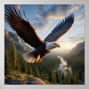 Majestic Bald Eagle in Untamed Wilderness Poster