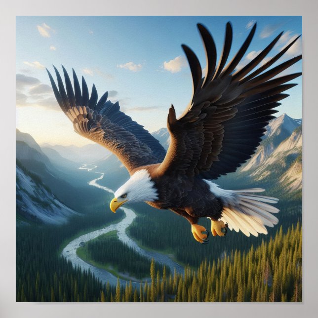 Majestic Bald Eagle in Untamed Wilderness Poster (Front)