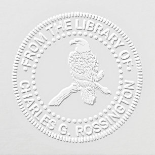 Majestic Bald Eagle On Branch NT Library Book Name Embosser