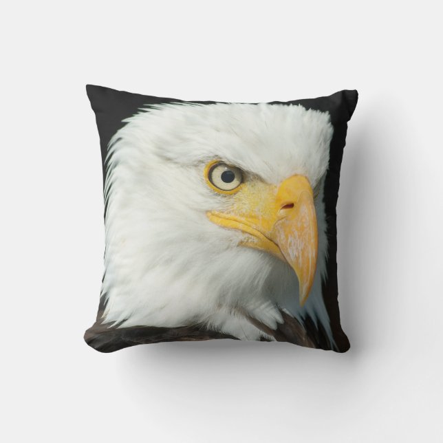 Majestic Bald Eagle Portrait Throw Pillow (Front)