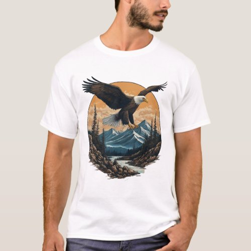 majestic bald eagle soaring through the sky T_Shirt