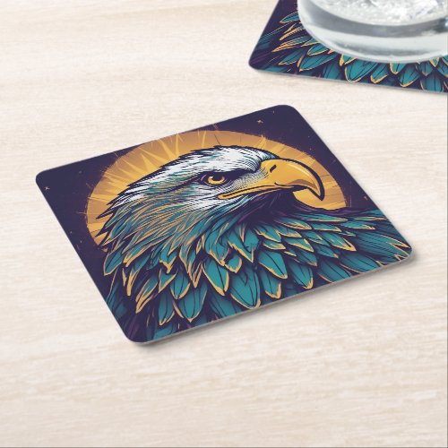 Majestic Bald Eagle Square Paper Coaster