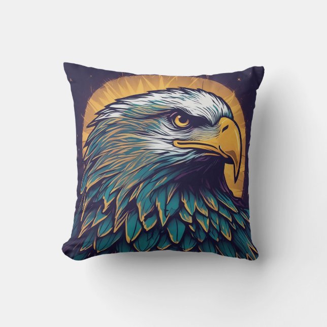 Majestic Bald Eagle Throw Pillow (Front)