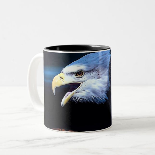 Majestic Bald Eagle Two-Tone Coffee Mug (Front Left)