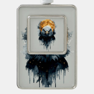 Majestic Bald Eagle Watercolor Moon Wildlife Art Christmas Ornament