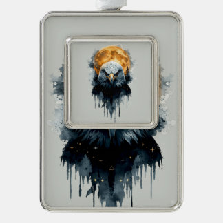 Majestic Bald Eagle Watercolor Moon Wildlife Art Christmas Ornament