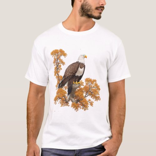 Majestic Bald Eagle with Autumn Leaves T_Shirt