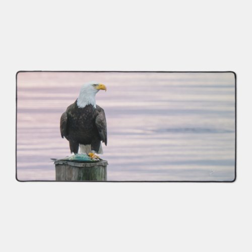 Majestic Bald Eagle With Fish Wildlife Photography Desk Mat