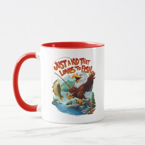 Majestic Bald Eagle With Fresh Fish on Rocky Perch Mug