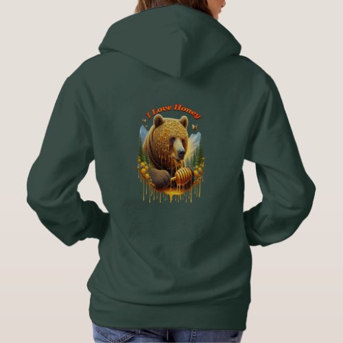 Majestic bear engaging in delightful honey hoodie