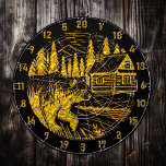 Majestic Bear-Themed Game Accessory Dart Board<br><div class="desc">1. Introducing the ultimate addition to your man cave or rustic retreat: a stunning dart board that captures the essence of the great outdoors. This unique piece features a beautifully illustrated scene of a majestic gold grizzly bear strolling near a cozy cabin nestled among towering pine trees. The vibrant colors...</div>