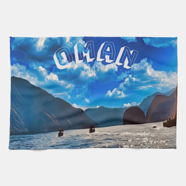 Majestic Beauty of Oman's Coastal Paradise Kitchen Towel (Horizontal)