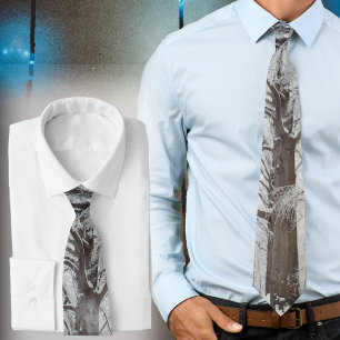 Majestic beech tree in the winter forest neck tie