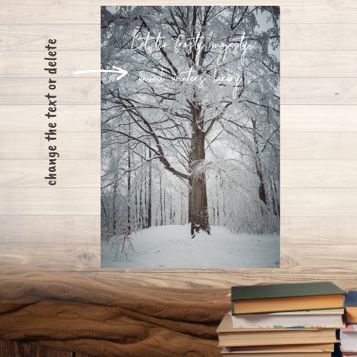 Majestic beech tree in the winter forest poster