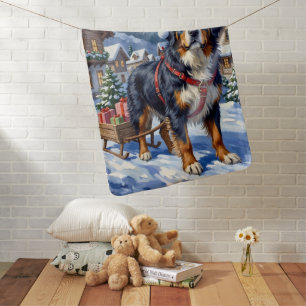 Majestic Bernese Mountain Dog Alpine Christmas Baby Blanket
