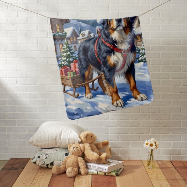 Majestic Bernese Mountain Dog Alpine Christmas Baby Blanket (In Situ)