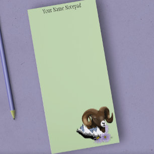 Majestic Bighorn Brown Sheep Ram Green Mountains Magnetic Notepad