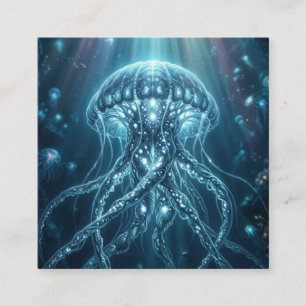 "Majestic Bioluminescent Jellyfish Custom Round Bu Calling Card