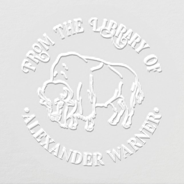 Majestic Bison Buffalo #5 Library Book Name Embosser (Design)