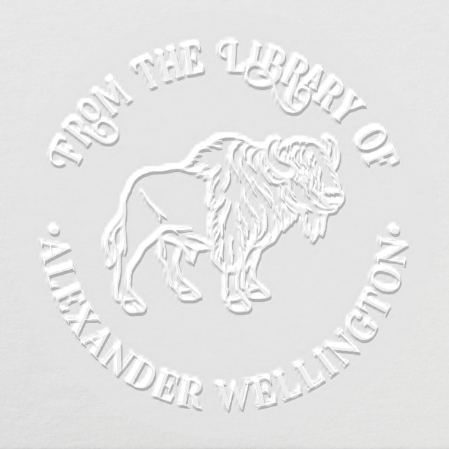 Majestic Bison Buffalo #6 Library Book Name Embosser (Design)
