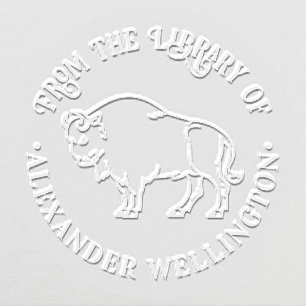 Majestic Bison Buffalo Line Art #4 Library Book Embosser